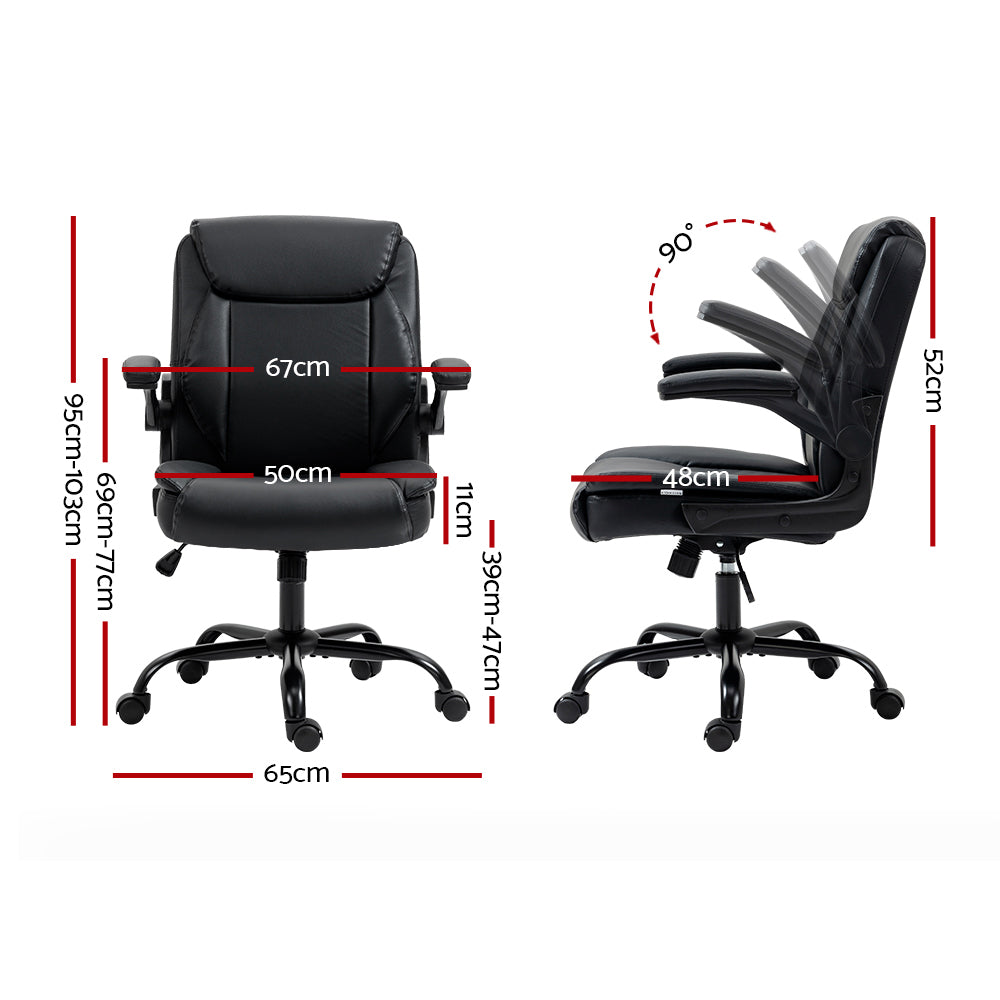 Artiss Executive Office Chair Mid Back Black-1