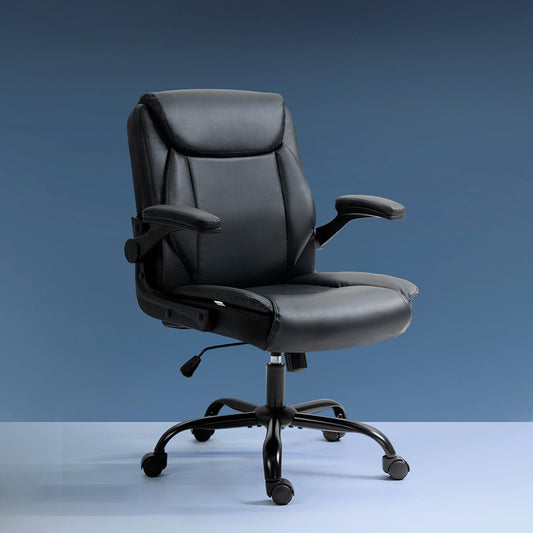 Artiss Executive Office Chair Mid Back Black-0