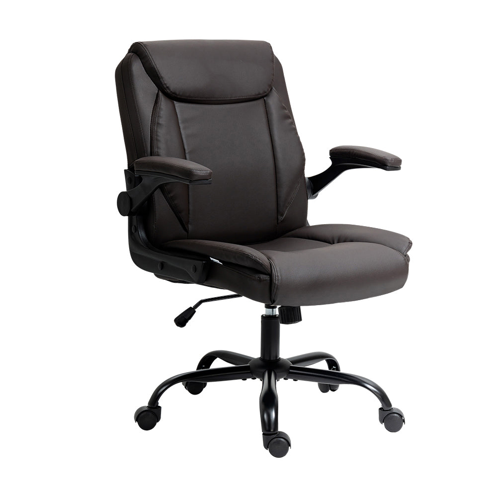 Artiss Executive Office Chair Mid Back Brown-0