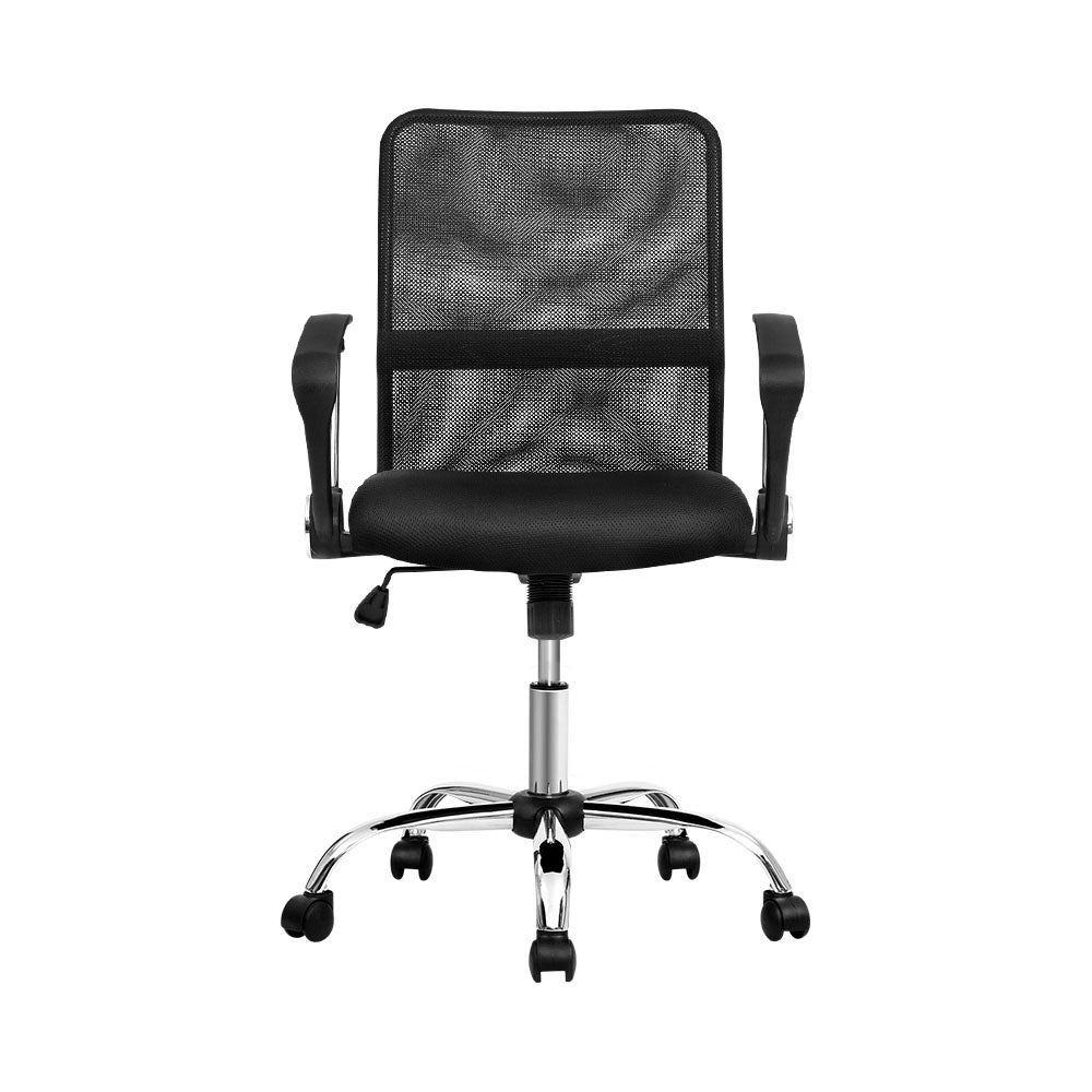 Artiss Mesh Office Chair Mid Back Black-2