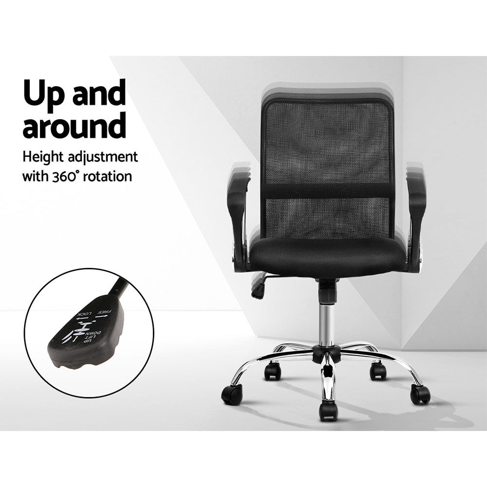 Artiss Mesh Office Chair Mid Back Black-5