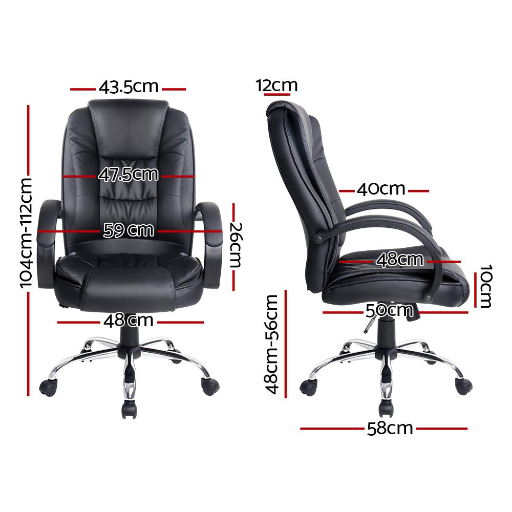 Artiss Executive Office Chair Leather Tilt Black-1