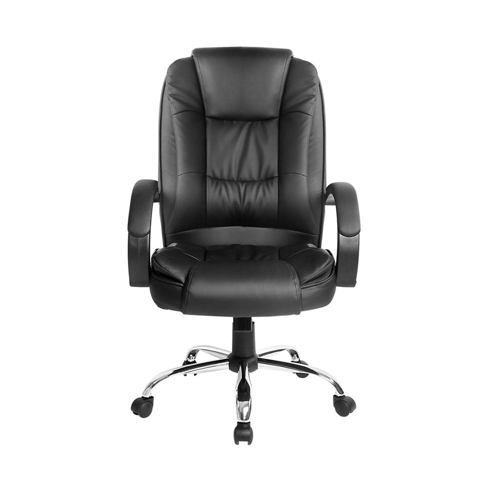 Artiss Executive Office Chair Leather Tilt Black-2