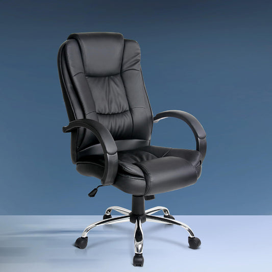 Artiss Executive Office Chair Leather Tilt Black-0