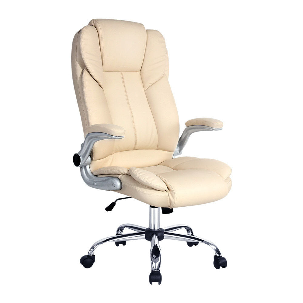 Artiss Executive Office Chair Leather Tilt Beige-0