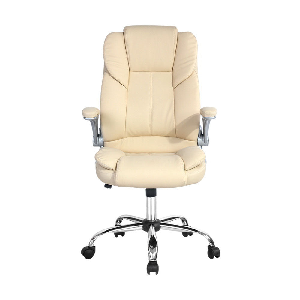 Artiss Executive Office Chair Leather Tilt Beige-2