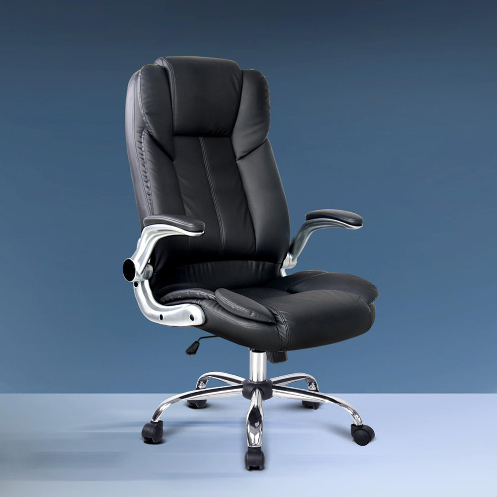 Artiss Executive Office Chair Leather Tilt Black-0