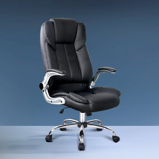 Artiss Executive Office Chair Leather Tilt Black-0