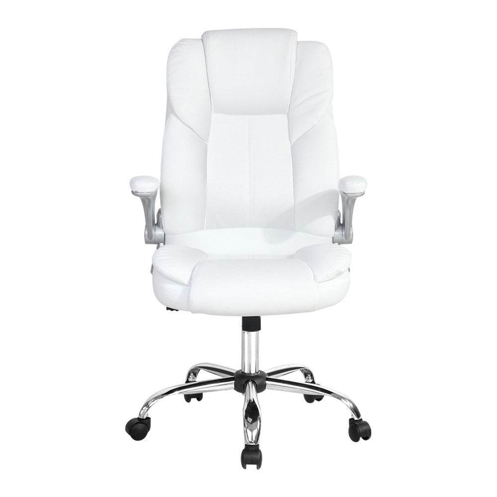 Artiss Executive Office Chair Leather Tilt White-2