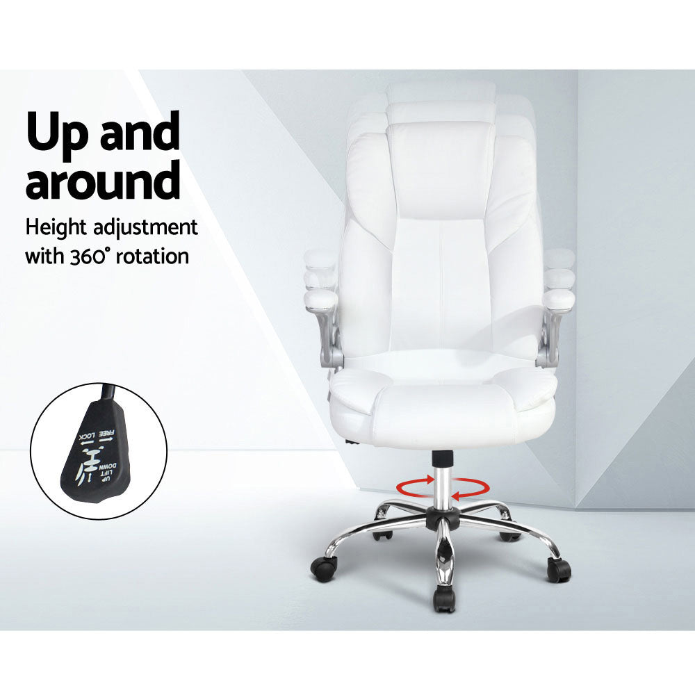 Artiss Executive Office Chair Leather Tilt White-3