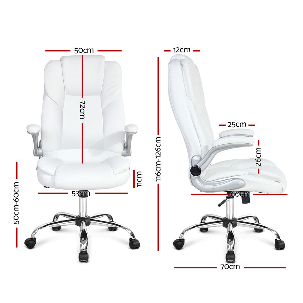 Artiss Executive Office Chair Leather Tilt White-6