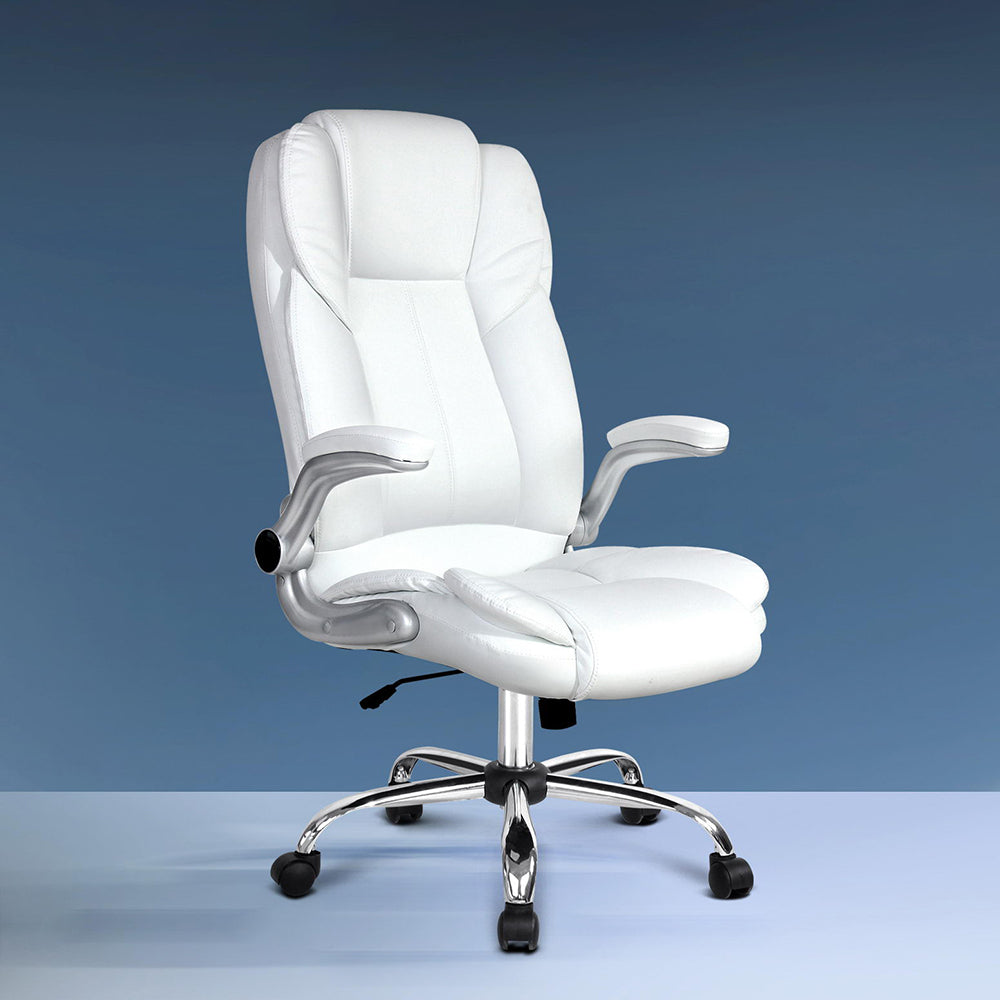 Artiss Executive Office Chair Leather Tilt White-7