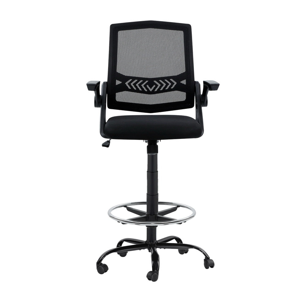 Artiss Office Chair Drafting Stool Mesh Chairs Black-2