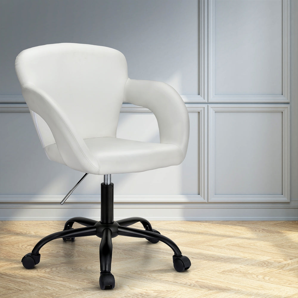 Artiss Office Chair Mid Back White-6