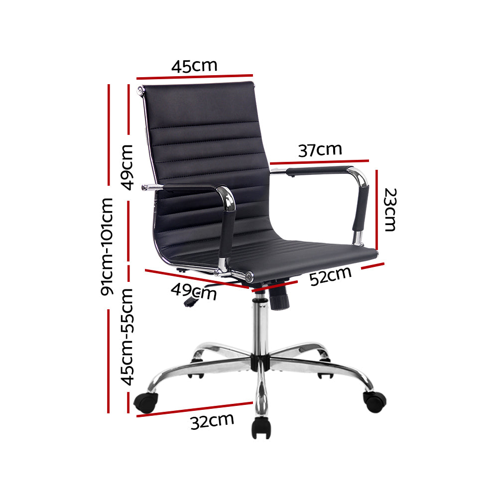 Artiss Office Chair Conference Chairs PU Leather Mid Back Black-1