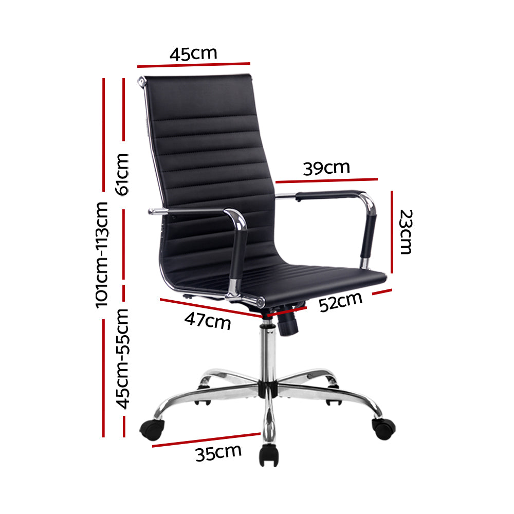 Artiss Office Chair Conference Chairs PU Leather High Back Black-1