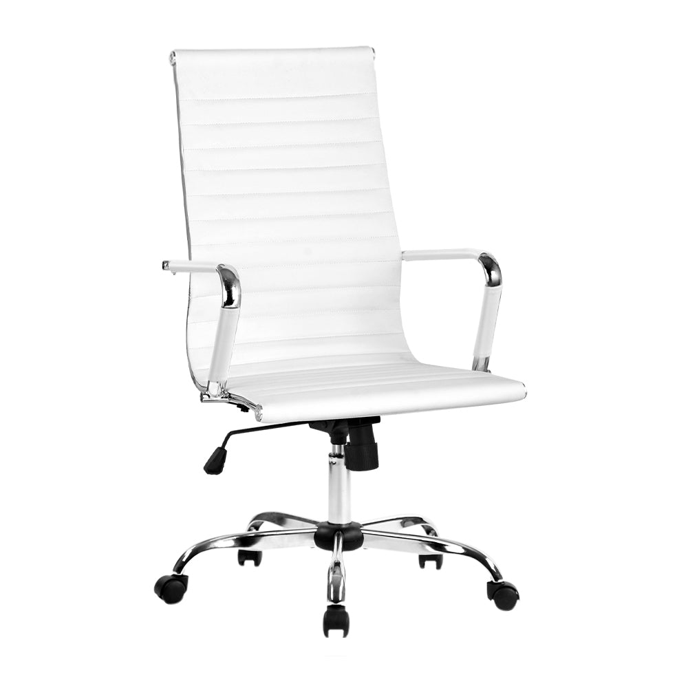 Artiss Office Chair Conference Chairs PU Leather High Back White-0