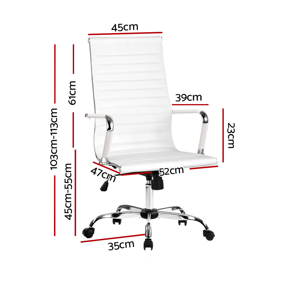 Artiss Office Chair Conference Chairs PU Leather High Back White-1