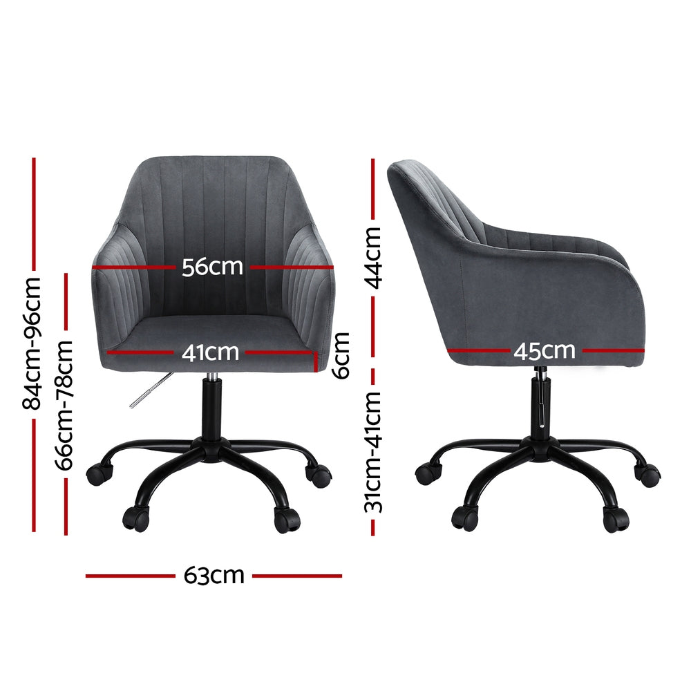 Artiss Office Chair Velvet Seat Dark Grey-1