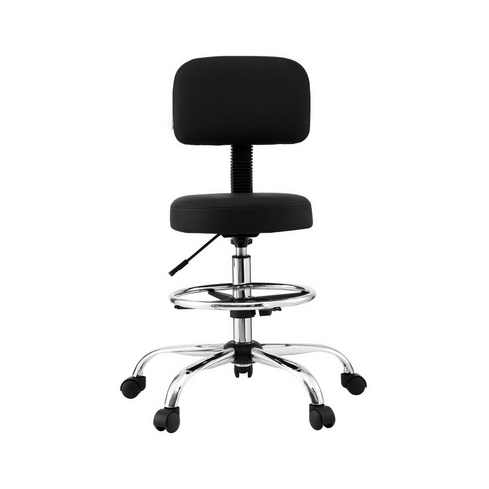 Artiss Office Chair Drafting Computer Standing Desk Chairs Ergonomic PU Black-2