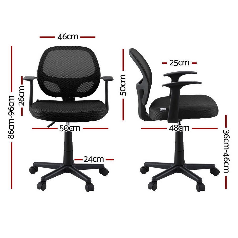 Artiss Mesh Office Chair Computer Gaming Desk Chairs Work Study Mid Back Black-1