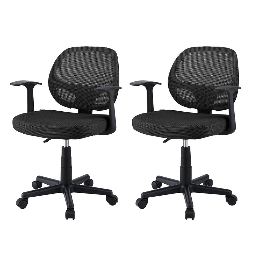 Artiss 2x Mesh Office Chair Computer Gaming Desk Chairs Work Study Mid Back Black-0