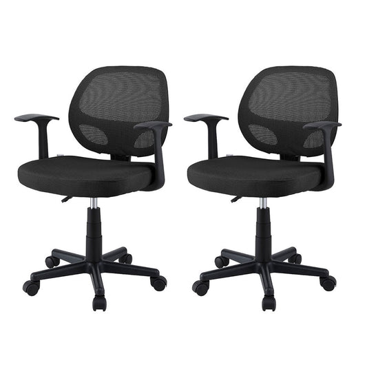 Artiss 2x Mesh Office Chair Computer Gaming Desk Chairs Work Study Mid Back Black-0