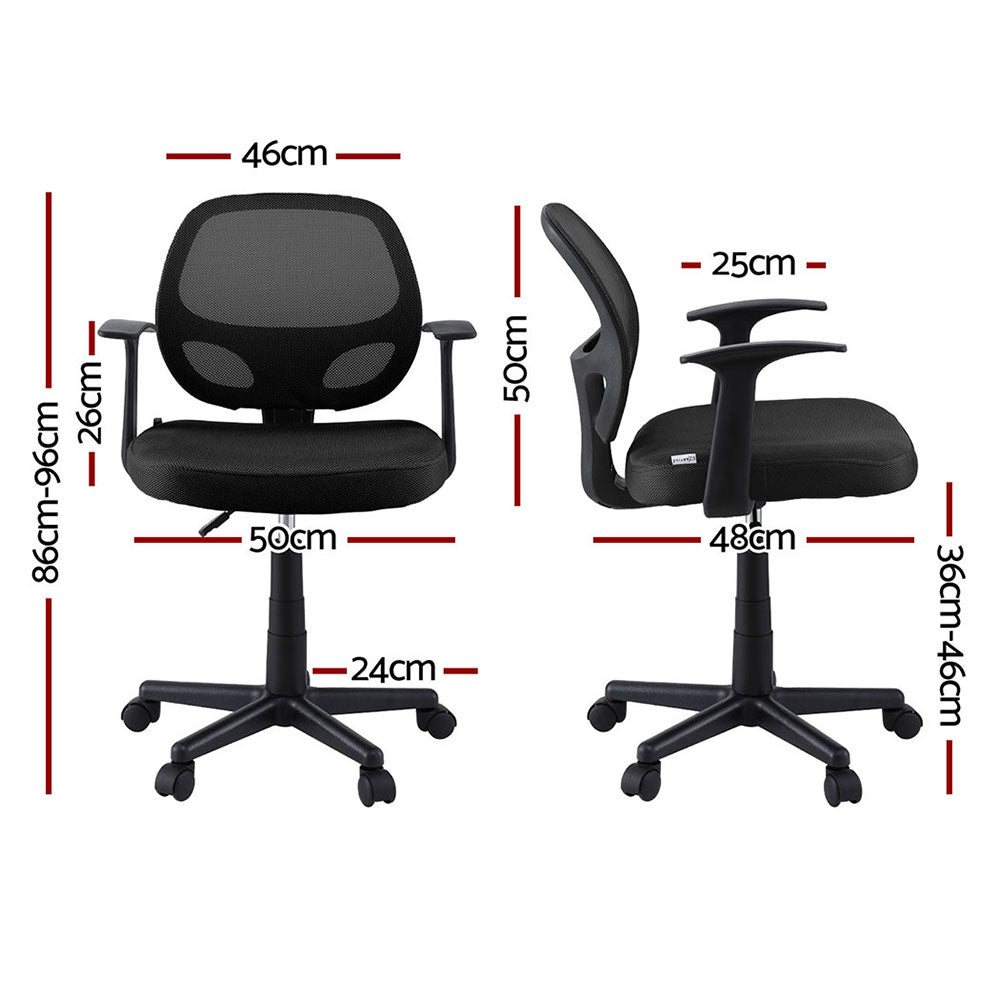Artiss 2x Mesh Office Chair Computer Gaming Desk Chairs Work Study Mid Back Black-1