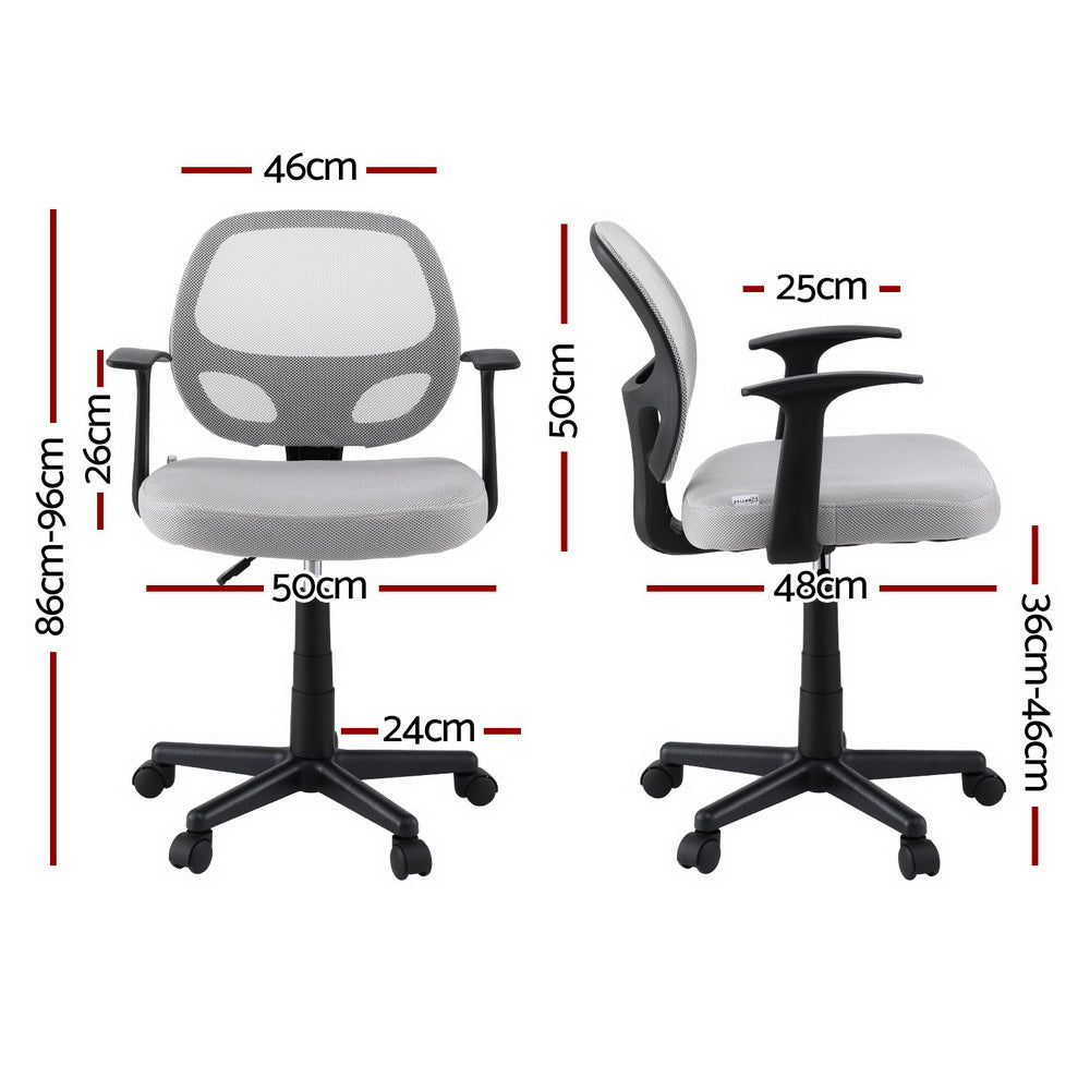 Artiss Mesh Office Chair Computer Gaming Desk Chairs Work Study Mid Back Grey-1