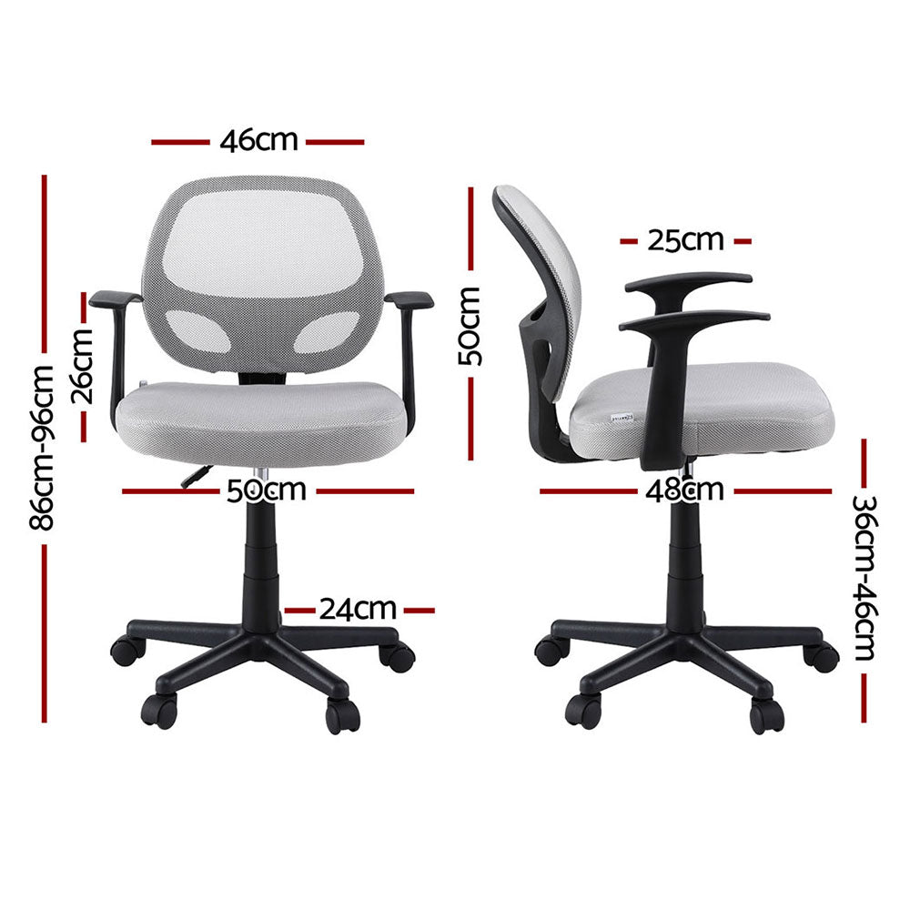 Artiss 2x Mesh Office Chair Computer Gaming Desk Chairs Work Study Mid Back Grey-1