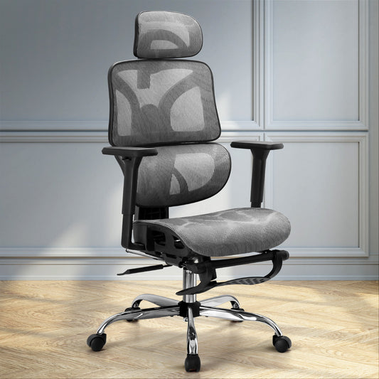 Artiss Ergonomic Office Chair Footrest Grey-0