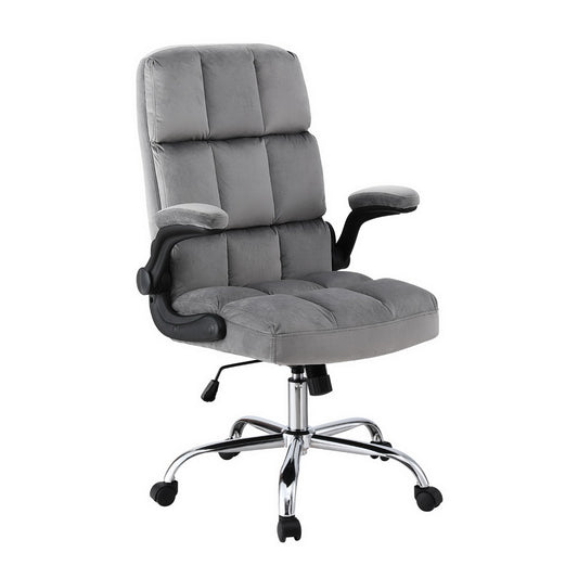 Artiss Office Chair Velvet Seat Racing Gaming Computer Desk Chairs Armrest Grey-0