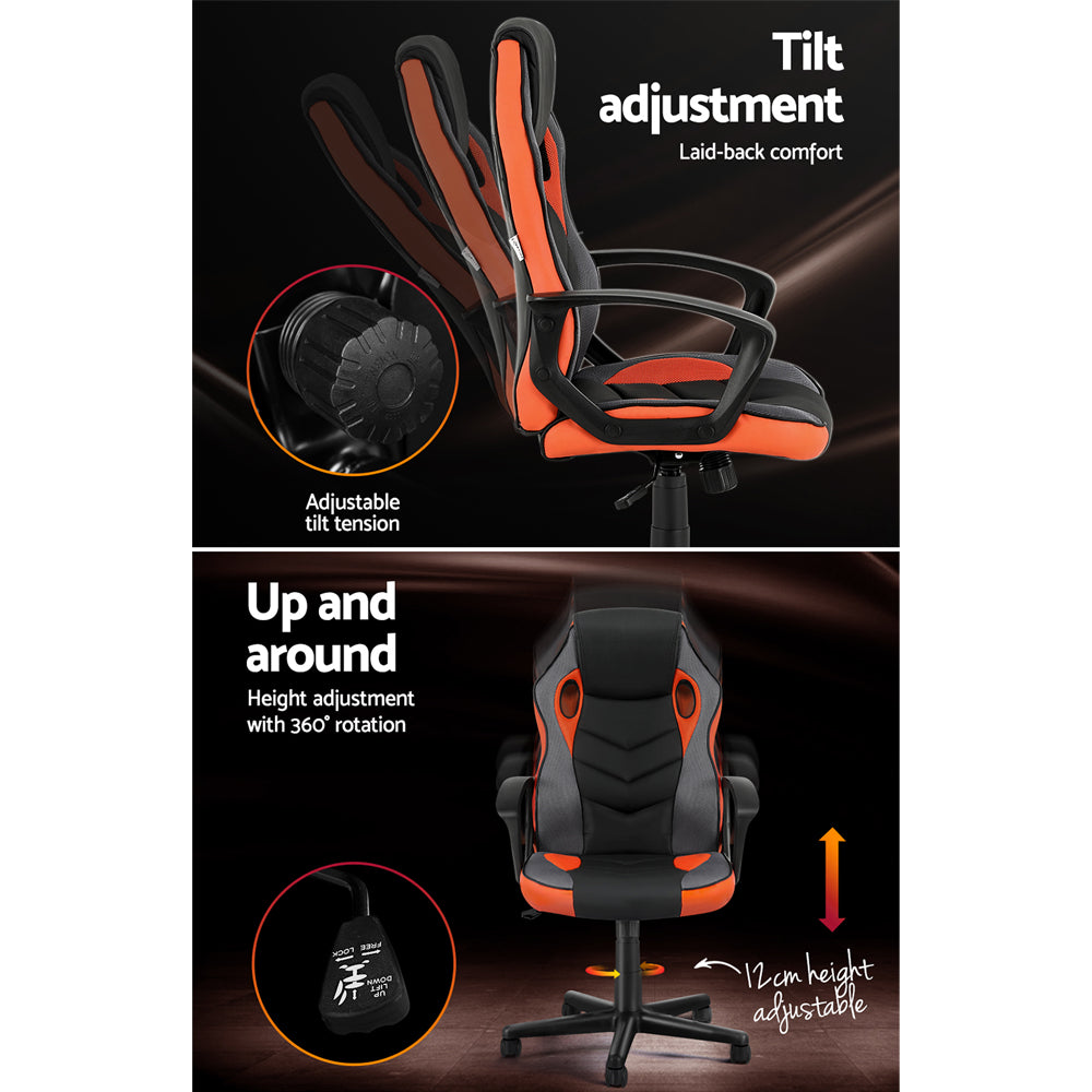 Artiss Gaming Office Chair Computer Executive Racing Chairs High Back Orange-4