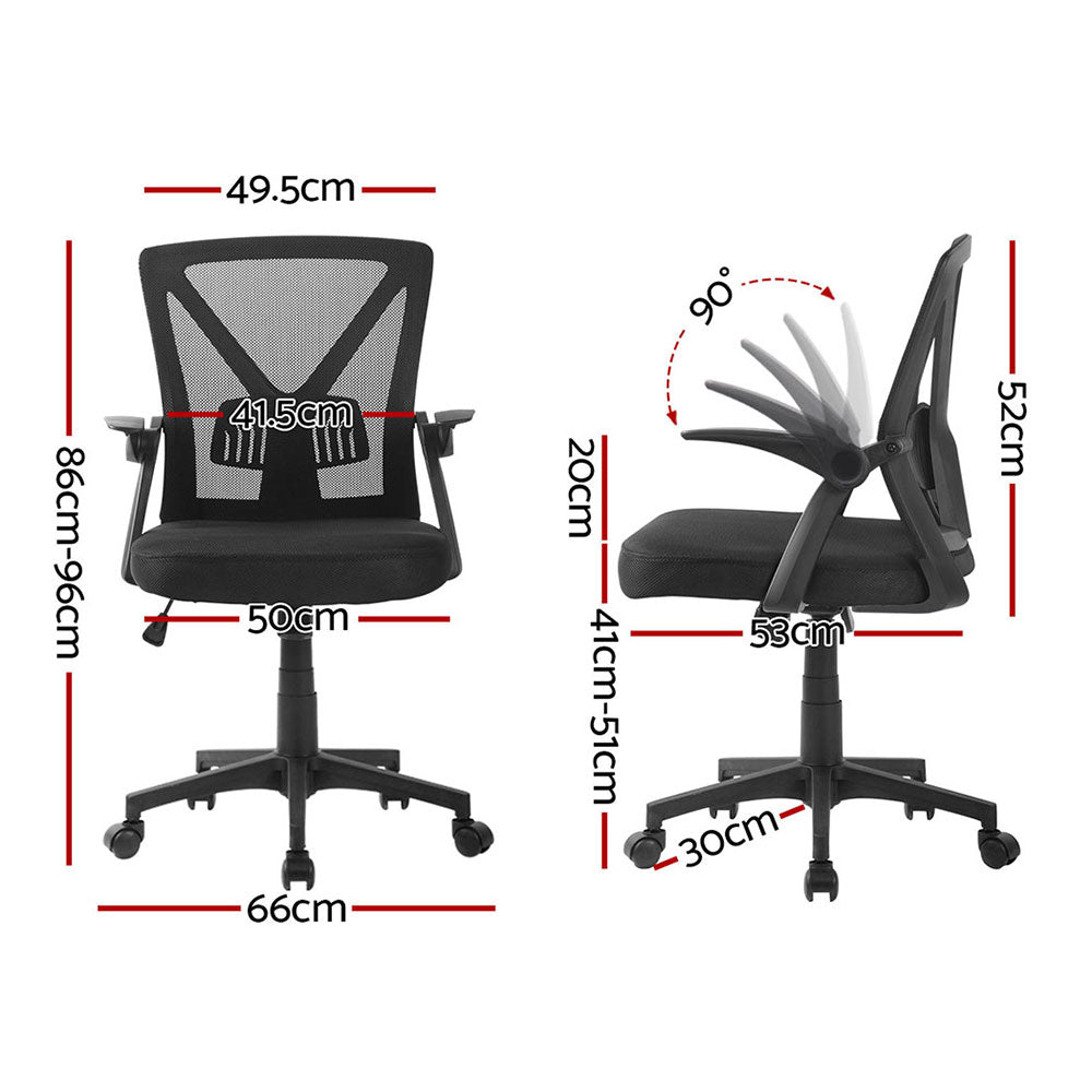 Artiss 2x Mesh Office Chair Mid Back Black-1