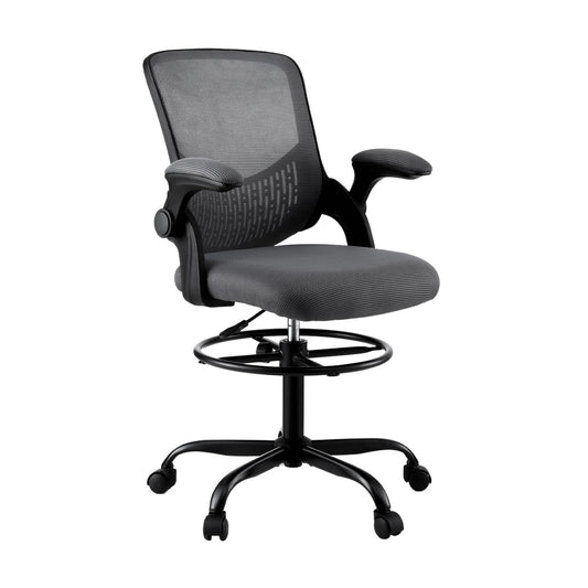 Artiss Office Chair Drafting Chairs Stool Computer Desk Studios Mesh Grey-0