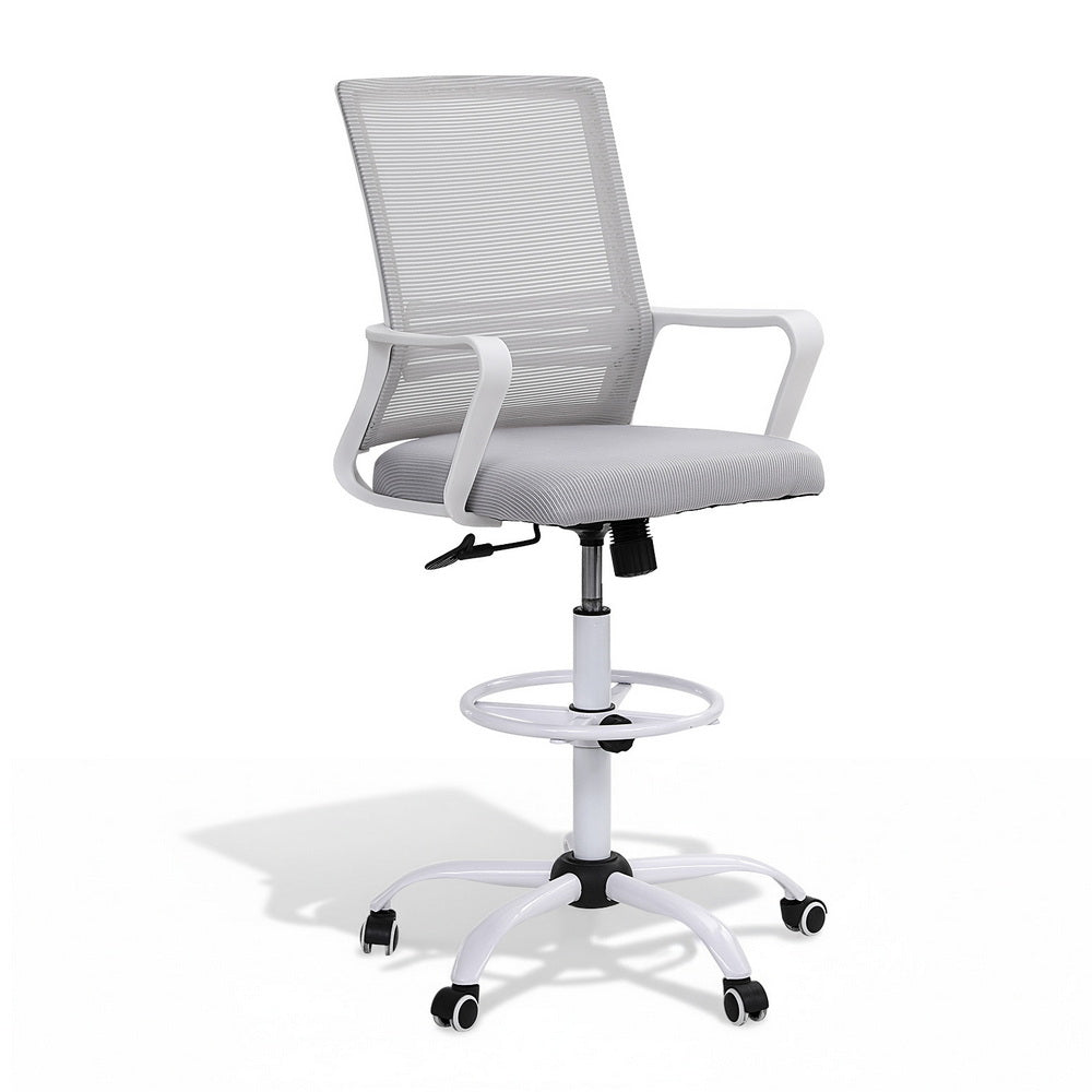 Artiss Office Chair Drafting Chairs Stool Computer Desk Studios Mesh White-0