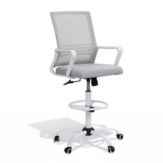 Artiss Office Chair Drafting Chairs Stool Computer Desk Studios Mesh White-0