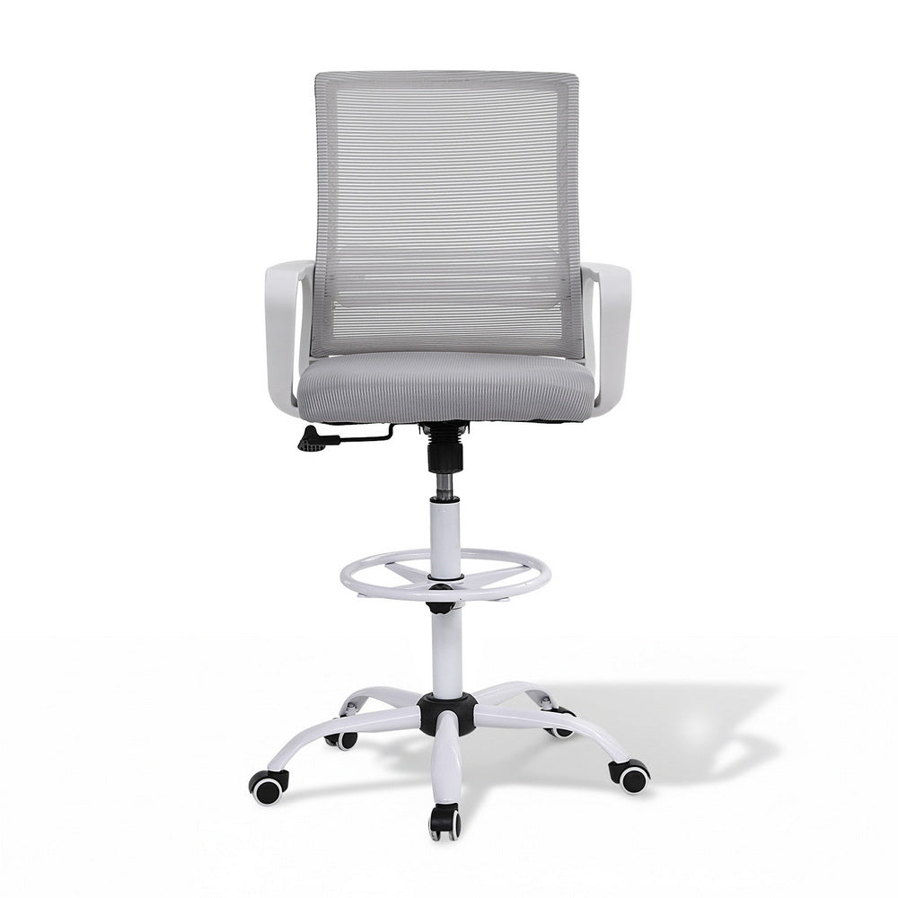 Artiss Office Chair Drafting Chairs Stool Computer Desk Studios Mesh White-2
