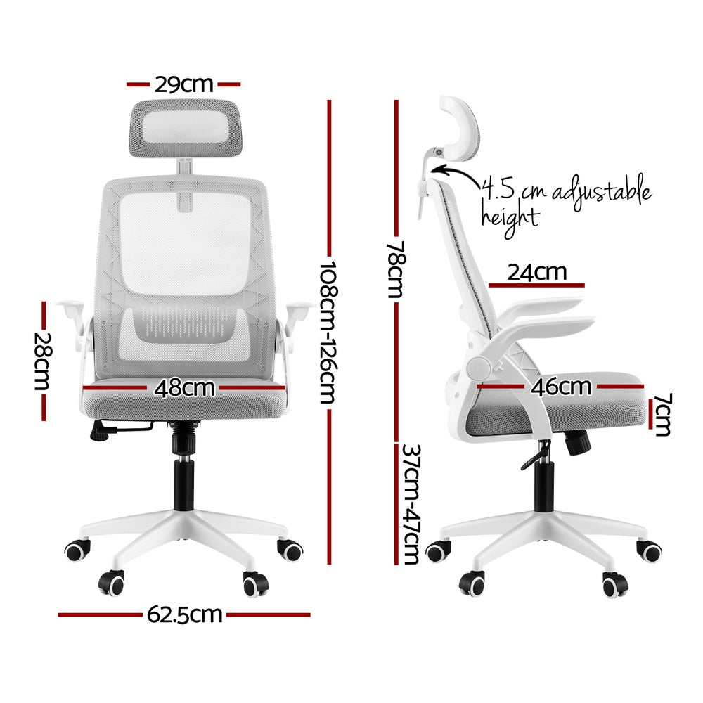 Artiss Ergonomic Office Chair Computer Desk Chairs Headrest Adjustable Grey-1