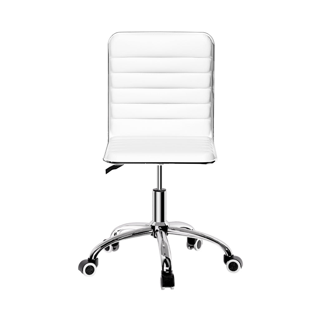 Artiss Office Chair Conference Chairs PU Leather Low Back White-2