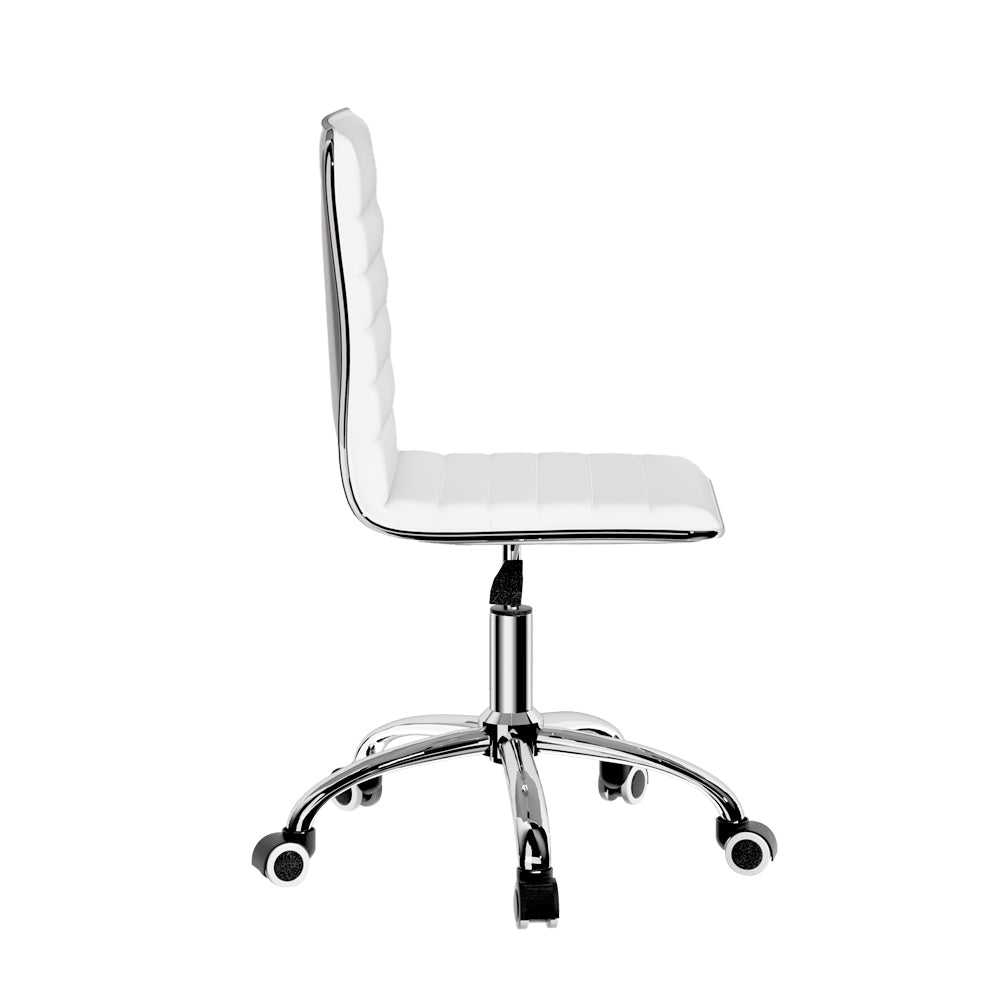 Artiss Office Chair Conference Chairs PU Leather Low Back White-3