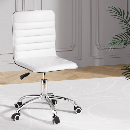 Artiss Office Chair Conference Chairs PU Leather Low Back White-0