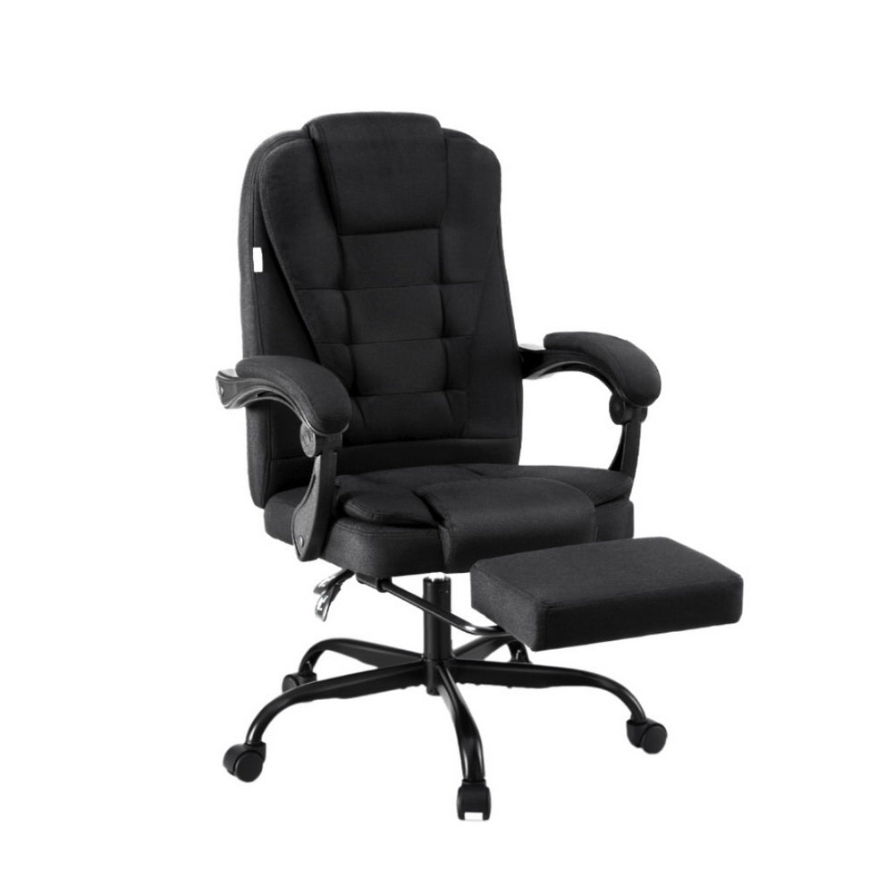 Artiss Office Chair Executive Fabric Seat Racing Computer Desk Chairs Footrest-0