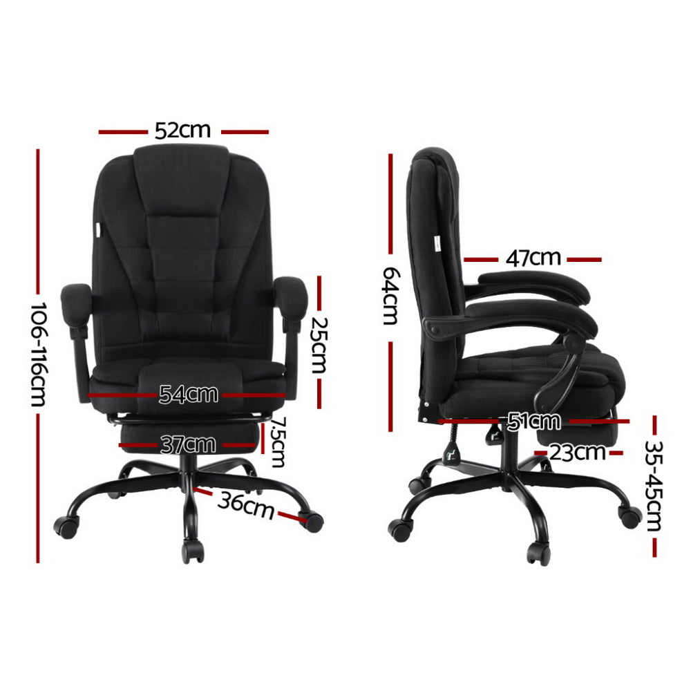 Artiss Office Chair Executive Fabric Seat Racing Computer Desk Chairs Footrest-1