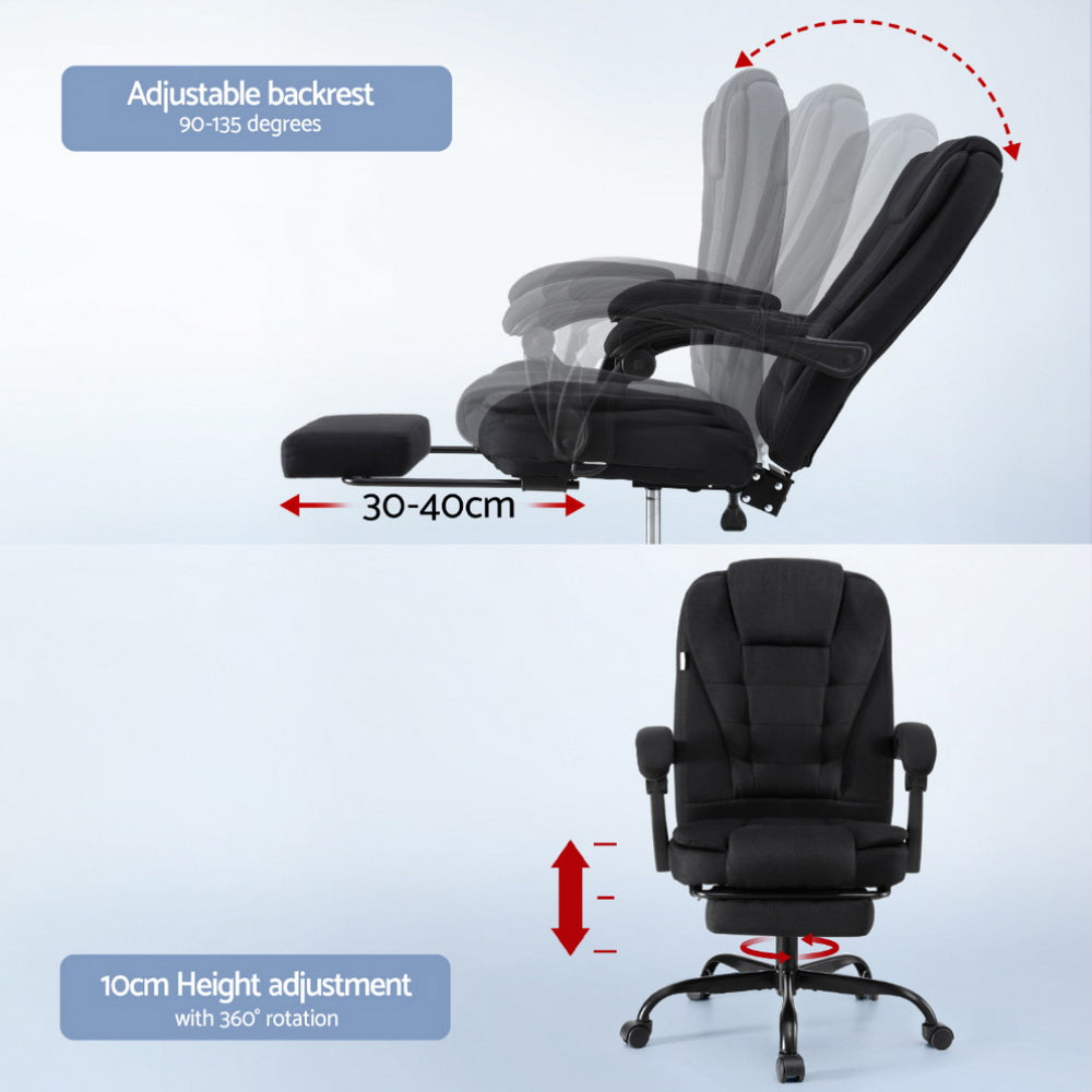 Artiss Office Chair Executive Fabric Seat Racing Computer Desk Chairs Footrest-4