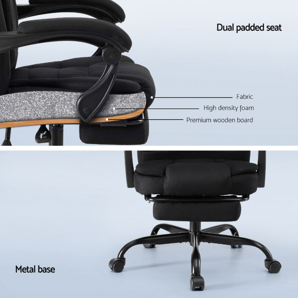 Artiss Office Chair Executive Fabric Seat Racing Computer Desk Chairs Footrest-5