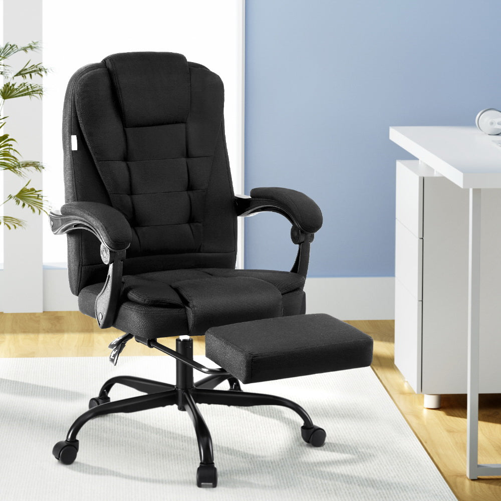 Artiss Office Chair Executive Fabric Seat Racing Computer Desk Chairs Footrest-6