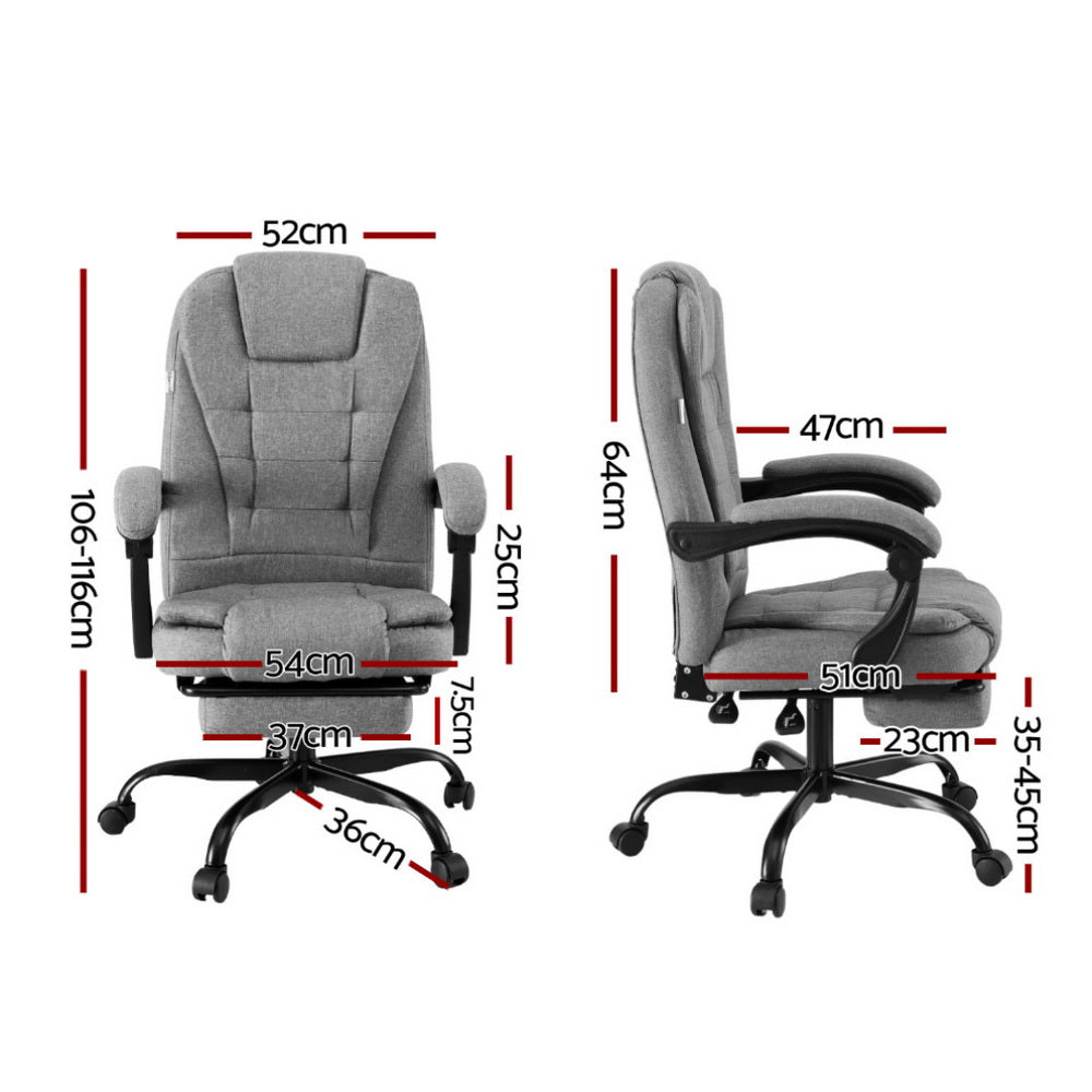 Artiss Office Chair Executive Fabric Seat Racing Computer Desk Chairs Footrest-1