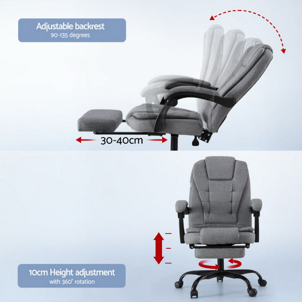 Artiss Office Chair Executive Fabric Seat Racing Computer Desk Chairs Footrest-4