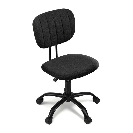 Artiss Armless Office Chair with Wheels, Ergonomic 360° Swivel Home Office Desk Chair, Height Adjustable Computer Task Chair with Fabric Back and Seat for Small Space, Black-0